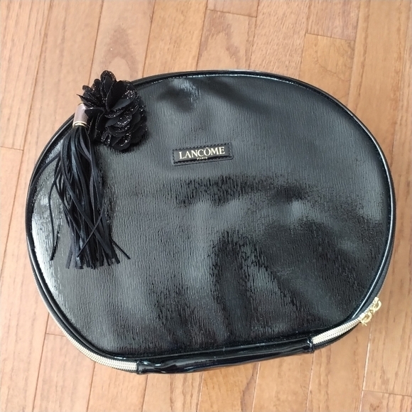 Lancome Handbags - Lancome Faux Black Leather Train Make-up Travel Case
